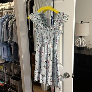 Hill House Floral Mini Dress - Light Blue